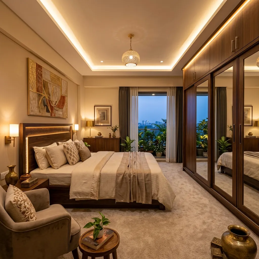 Luxury Master Bedroom Wardrobes design by Aanganshobha