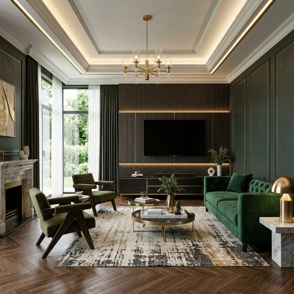 Luxury Living Room Interior Design by Aanganshobha
